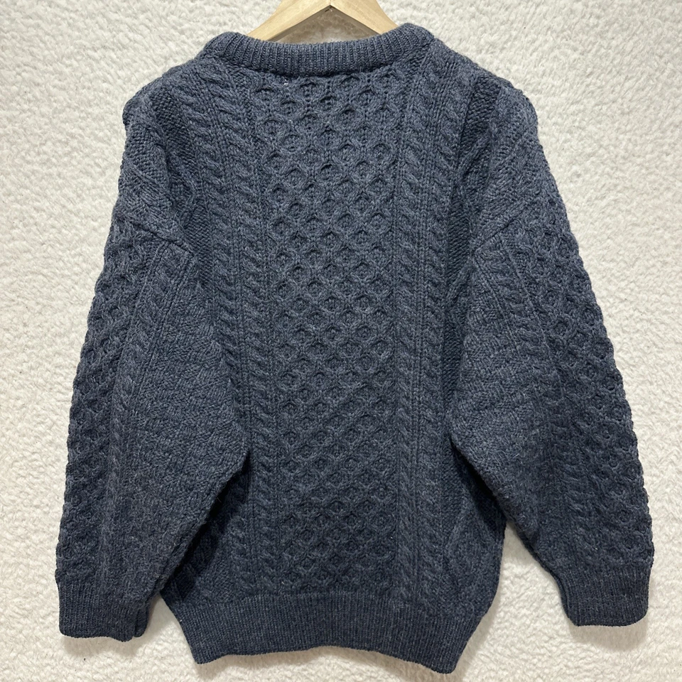 Vintage Quill's Woollen Market Blue Fisherman Cable Knit Sweater Ireland Size M - Image 2 of 4