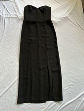 Vintage 90s John Marks London Strapless Black Maxi Dress UK 12 Made in England
