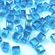 Crystal Glass Beads 100 Pieces 6Mm Cube Crystal Glass Beads Faceted Square Shape