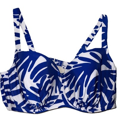 NWT Women's Underwire Bikini Top Kona Sol Blue And White Plus Size 24