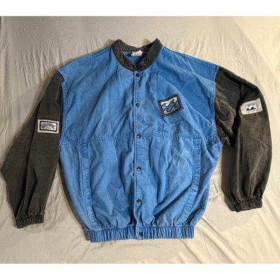 Billabong Surf Jacket XL Vintage 90s Two‑Tone Baseball Multi Patch 