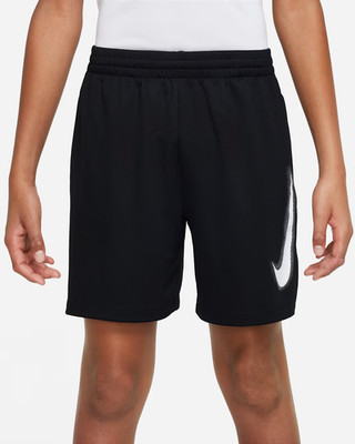 Nike Boy's (Kids) Black/White Graphic Training Shorts (DX5361-010) Sizes M/L/X