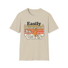 Easily Distracted by Cats T-Shirt | Retro Cute Orange Cat Lover Tee Shirt