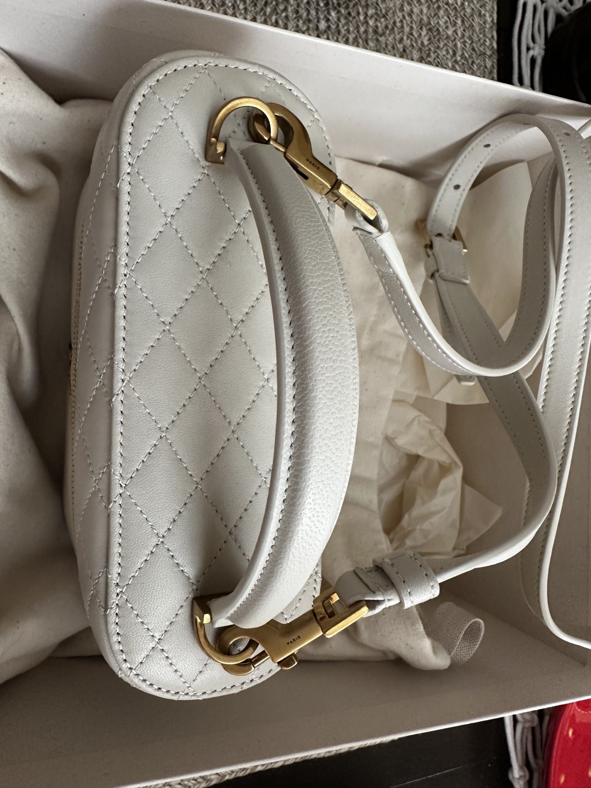 Saint Laurent Gaby Mini Vanity Bag in pelle di agnello bianca vintage