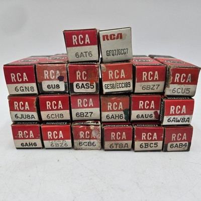 RCA Electron Tube Lot of 20 Mixed Vacuum Tubes in Original Boxes