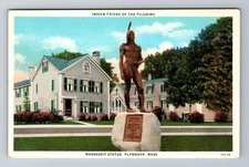 Plymouth, MA-Massachusetts, Massasoit Pilgrim Statue Antique, Vintage Postcard