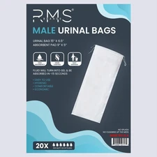 RMS BRANDS Male Disposable Urinal Bags – Travel & Emergency Pee Solution - 20 Ba