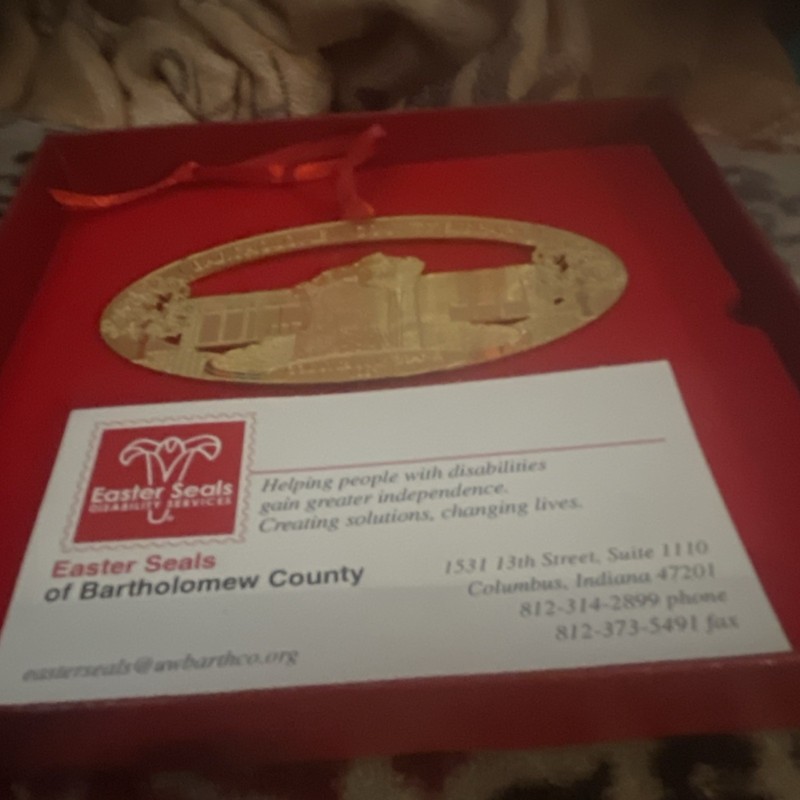 Easter Seals 1997 Gold-Plated Ornament Bartholomew County Library Collectible