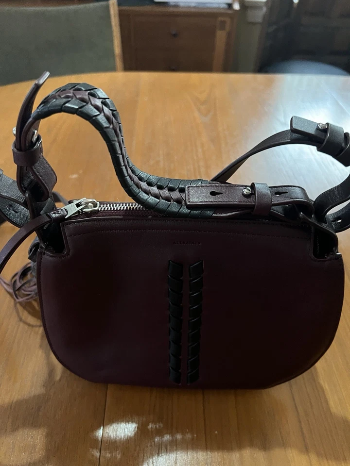 Bolso Bandolera Allsaints Kepi Cuero Borgoña Profundo Nuevo sin Etiquetas Foto 2 de 4