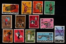 Singapore 1968 1973 Music, Masks and Dance short set to $5 SG101, 103-14 Used