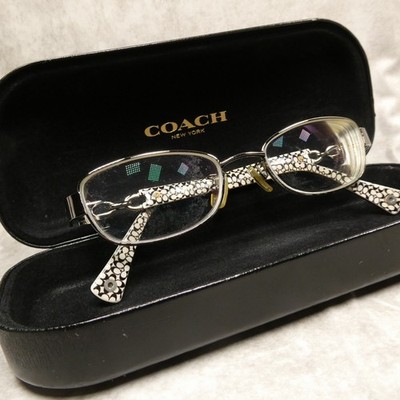 Coach Womens Silver Black White Eyeglass Frames w/ Case - Faina HC5054 49-17-135