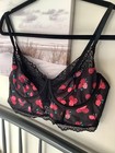  Black Longline Bra (36/38 - c/d) with Floral Roses and Matching Thong, XL — photo 8