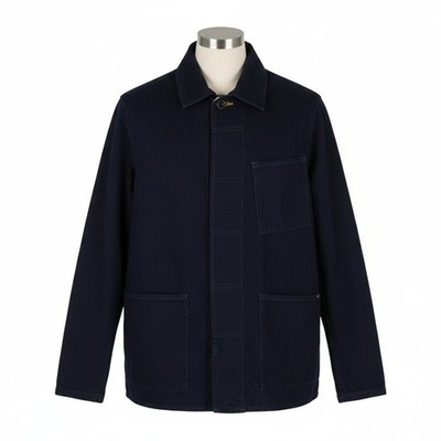 NUDIE JEANS Julius Herren XS Core Blue Organic Jacke Knopf Taschen gefüttert *