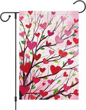 Garden Flag Love Heart Tree 12X18 Inch Double Sided Welcome Small Burlap Spring