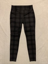 Liverpool Jeans Company Women's 2/26 Jeggings Gray Plaid Pull On Slacks Trousers