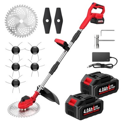 FULLYEA Cordless Weed Wacker 9 inch, Electric Weed Eater with 2*4.0Ah Batteri...