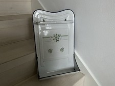 Altes Emaille L&ouml;ffelblech Kellenhalter Shabby Frankreich Blumendekor Brocante