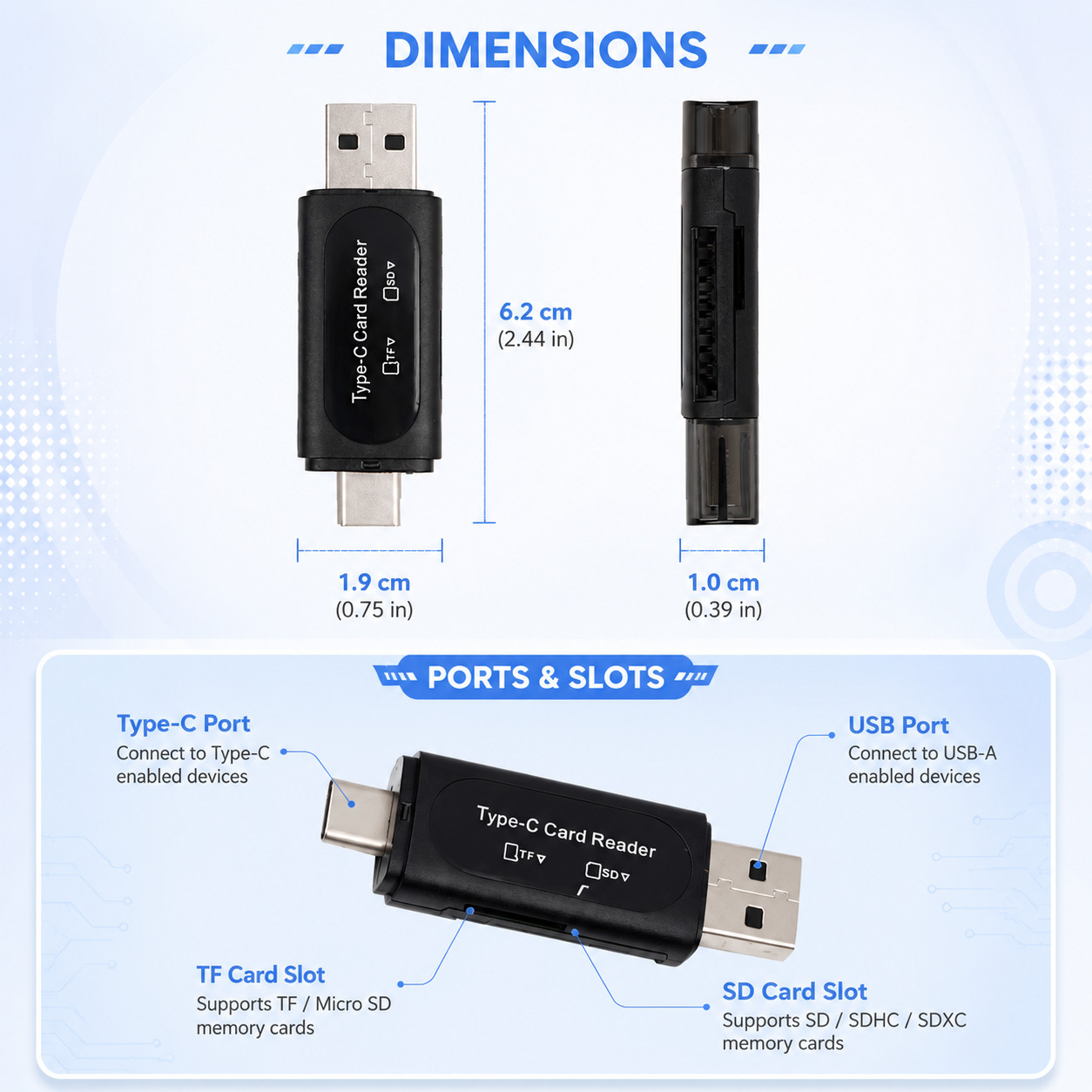 Lector de tarjetas USB 3.0 SD Micro SD TF, adaptador de tarjetas de memoria para PC laptop US, imagen 5