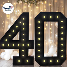 4FT Marquee Light up Numbers, Black Giant Marquee Number Big Mosaic Number for 4