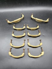 Unusual Set Of 10 Art Deco Drawer Handles Beige Brass Phenolic 8-13 Cm Long