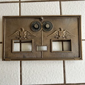 Antique USPS Large PO Box Door 11x6 Brass Eagle Combination Dial–Vintage Mailbox