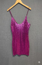 Fashion Nova Baby Tonight Sequin Mini Dress Fuchsia Pink 2X Plus Size New