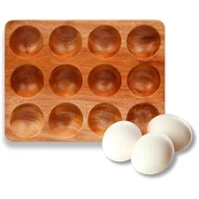 Wooden egg holder for deviled egg holder, tabletop display or refriger
