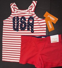 NWT 6 Gymboree STAR SPANGLED Cotton RED WHITE BLUE 2pc SHORTS TANK TOP Set
