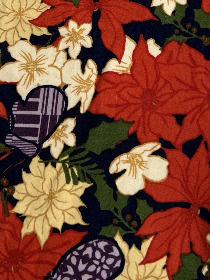 LuLaRoe Leggings TC Alto Curvilíneo Navidad Poinsettia MITTEN Vacaciones Flor Informal Foto 3 de 4