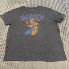 Naruto T-Shirt Mens XXL Gray Shippuden Collection Graphic Anime Manga Cotton