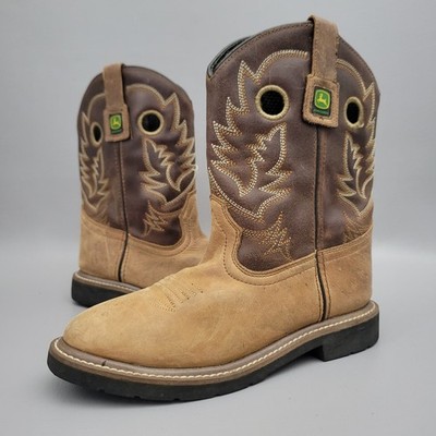 Boys John Deere Kids Youth Cowboy Western Embroidered Boots Size 3 M 