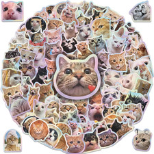 200PCS Cat Stickers Holographic Funny Cat Sticker Pack for Laptop