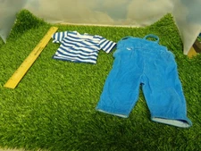 KIDS doll KID PANTS BLUE overalls w/shirt fits 14in baby dolls 0