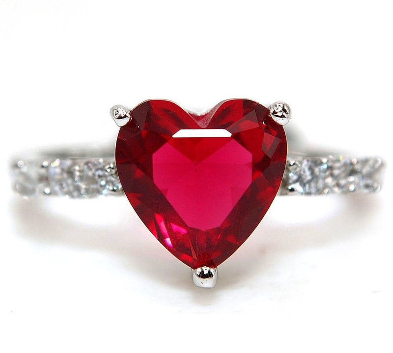 Heart 3CT Heat Treated Rubellite Tourmaline 925 Sterling Silver Ring Sz 7 MM3-5