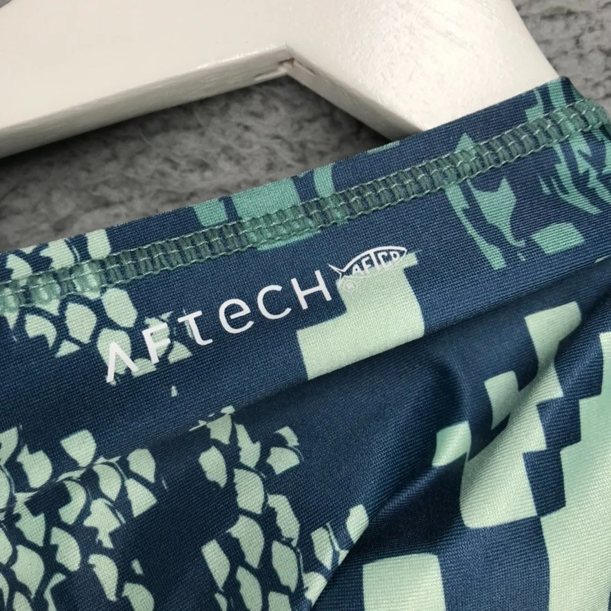 AFTCO 衬衫男式中号战术连帽长袖蓝绿色 Digi 迷彩印花 Aftech — 第 4/4 张图片