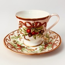 Tiffany  Co Holiday Christmas Cup and Saucer Set Vintage Tableware Rare 1997 JP