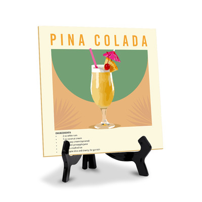 Cocktail Home Decor 5''x 5'' Square Table Sign With Acrylic Easel