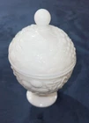 Vtg Avon Milk Glass Egg Shaped Lidded Jar Compote Jewelry Candy Dish Floral