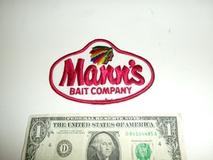 Vintage Mann's Lure Embroidered Patch Fishing Manns - Used (?)
