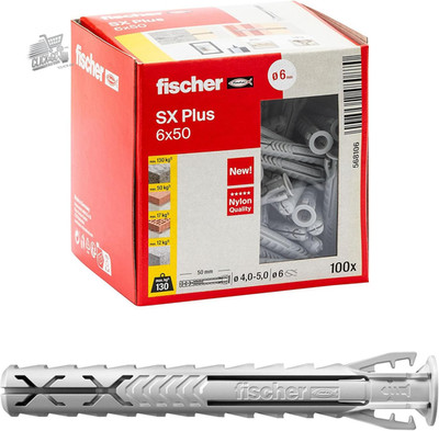 100 Extended Dowels Fischer SX Plus 6x50 Perforated Brick Concrete Wall 56