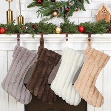 4 Pcs 20 Inch Large Faux Fur Christmas Stockings, Boho