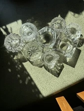 8 Vintage Glass Open Salts Pressed EAPG Individual Cottage Core Gracious Living