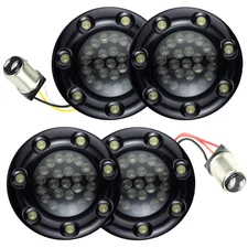 Eagle Lights 2" Harley LED Front / Rear 1157 Halo Turn Signals Black Trim Ring 