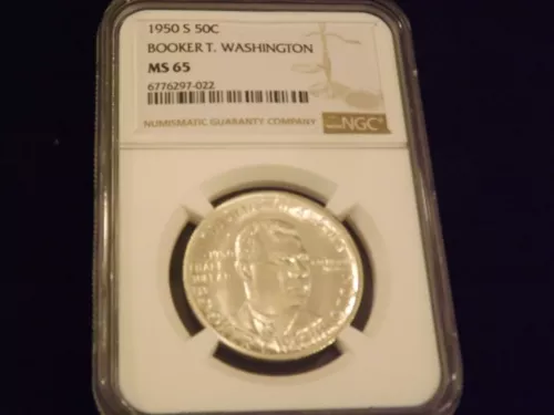 1950-S     50 C          Booker T. Washington            NGC   MS 65