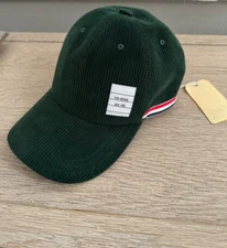 Thom Browne Baseball Corduroy Cap Hat M Dark Green Signature Stripe Patch Italy