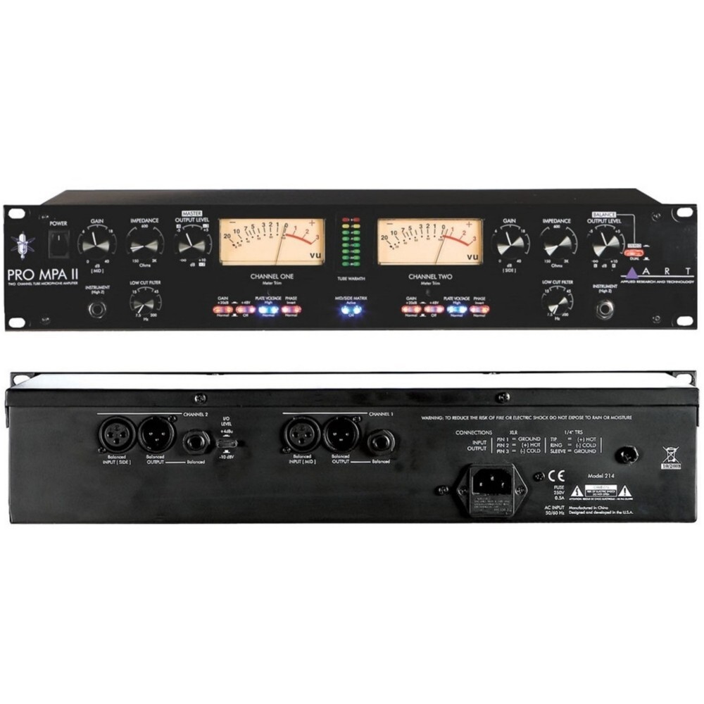 Art PROMPAII Dual Channel Tube Microphone Preamplifier - Black for