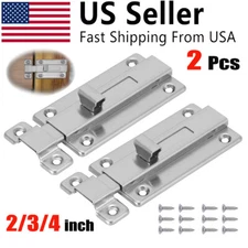 2 Pcs Stainless Steel Door Security Slide Latch Lock Barrel Bolt Surface Mounted