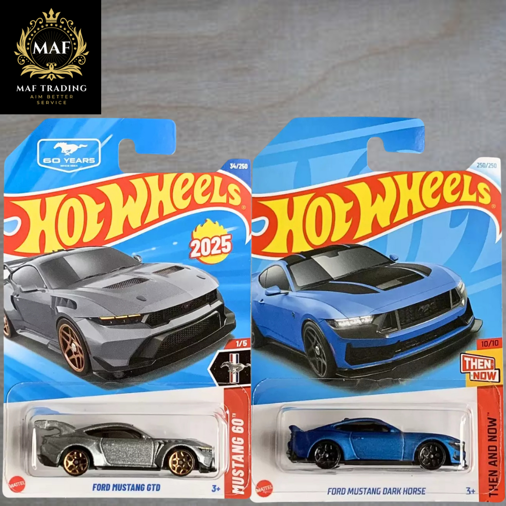 2 PCS Combo Hot Wheels Ford Mustang Dark Horse and GTD New Case A