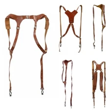 Double Camera Harness Leather Shoulder Strap for Easy Carrying Photographer