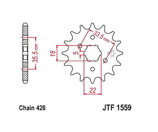 JT Front Sprocket 14 14T Tooth Yamaha TW200 Trailway 1987-2025 - Image 2 of 2